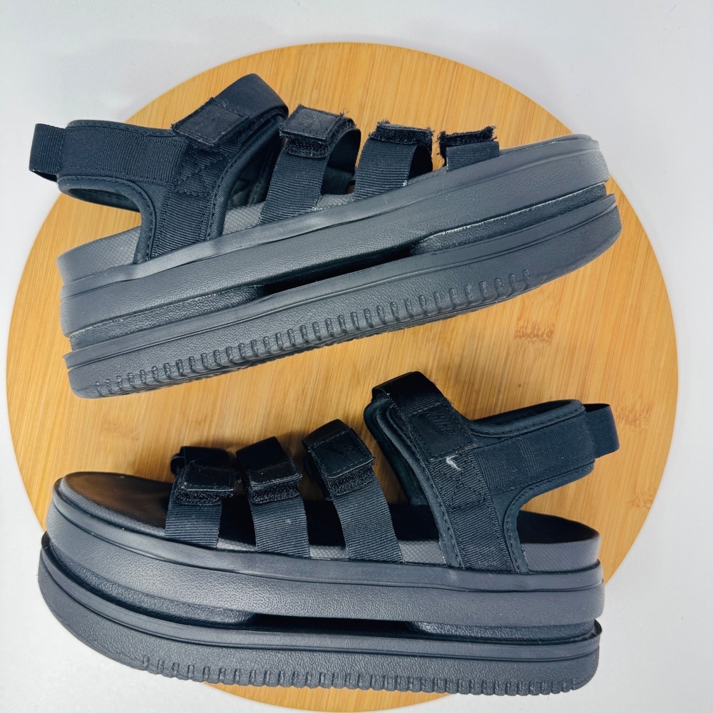 Nike Icon Classic Black Platform Sandals DH0224-004 Womens Size 7